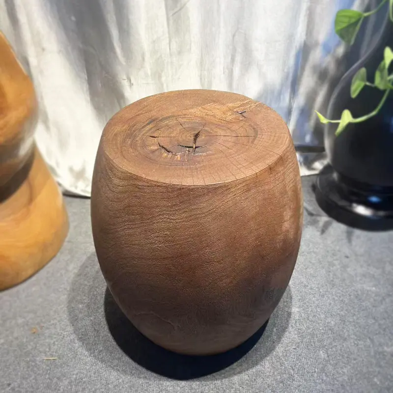 Camphor Wood Stump Side Table, Natural Log Base, Wabi Sabi Round Tea Table for Living Room Bedroom Tea House Rustic Home Decor