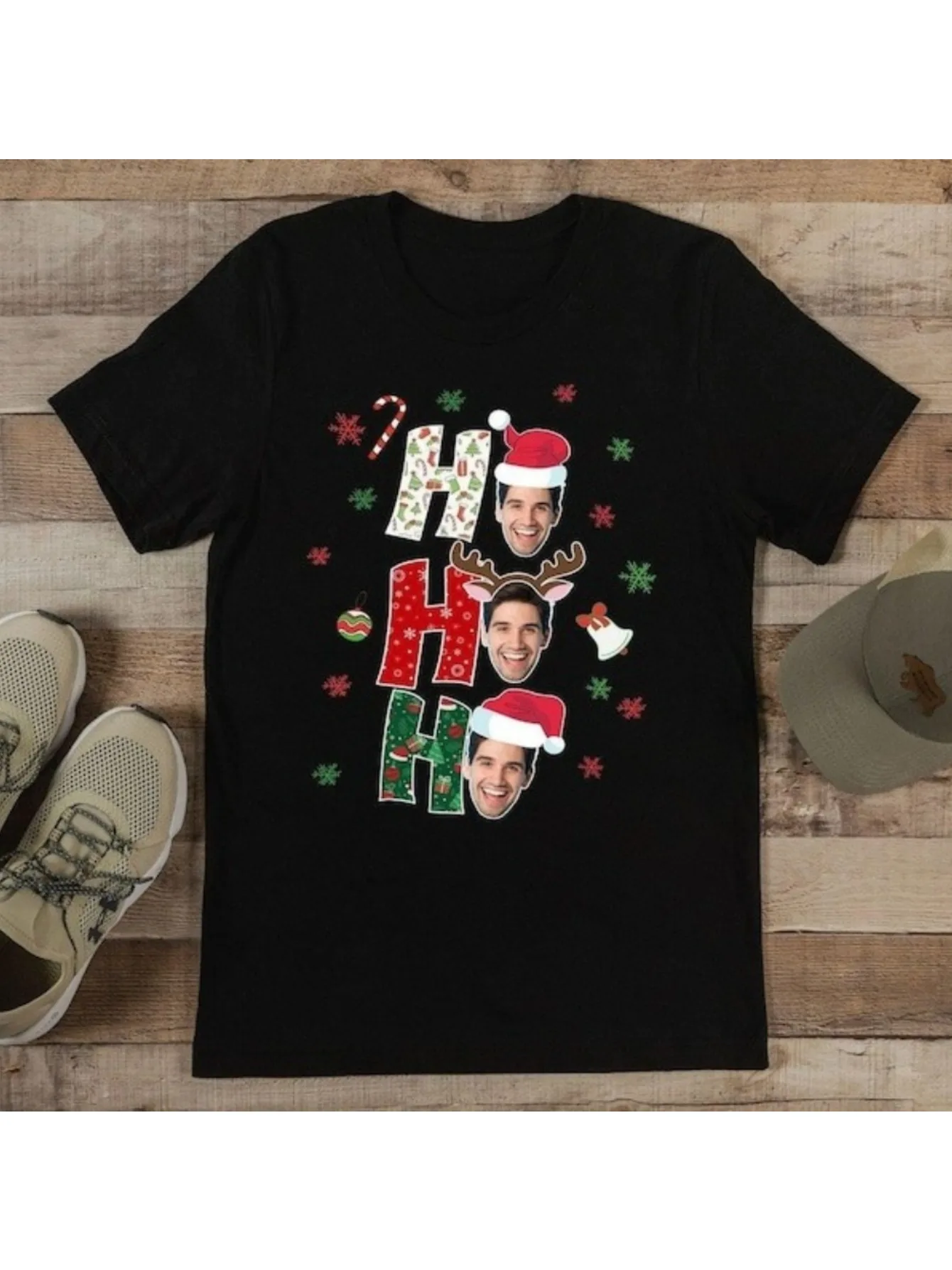 

Custom Face Christmas T-Shirt - Family Matching Funny Print, Unisex Holiday/Graduation Gift