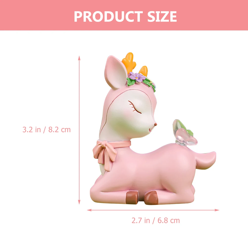 

Adorable Fawn Statue Deer Figurines Home Office Car Cake Decor Resin Material Warm Atmosphere Lovely Appearance