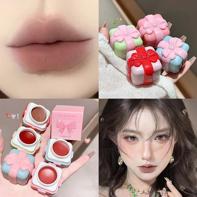 متعددة الأغراض أحمر الشفاه أحمر الخدود كريم مقاوم للماء لينة ترطيب الشفاه الخد أحمر الخدود تينت الصباغ دائم اشراق كونتور ماكياج