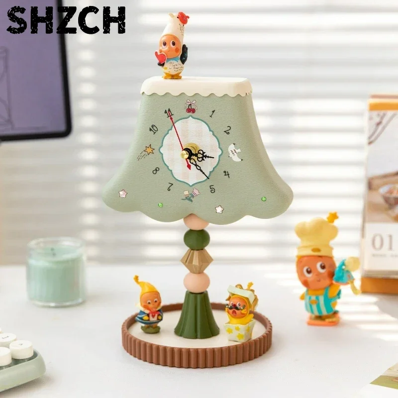 Vintage Light Luxury Desktop Clock Creative Quirky Living Room Bedroom Decor Daily Useful Home Room Table Ornament Decor Stand