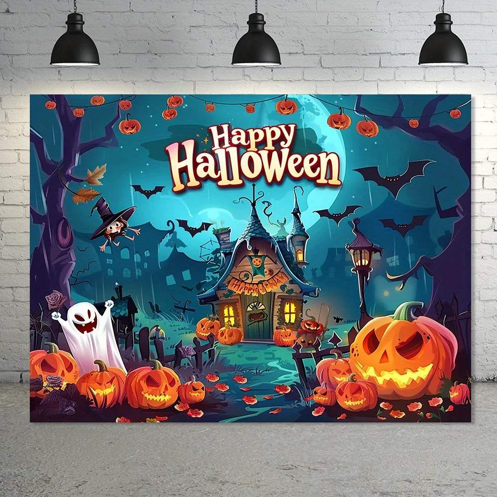 Spooky Halloween Tapestry Wall Hanging Decor Haunted House Pumpkin Autumn Fall Party Banner Art Seasonal Home Decor