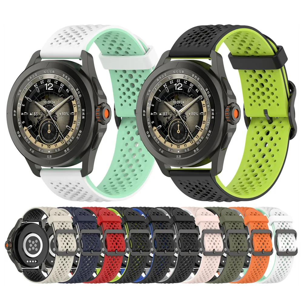 20MM 22MM Universal Dual Colors strap for Huami amazfit GTS GTS2 GTS3 GTR2 GTR3 GTR4 liquid silicone breathable hole band for CO