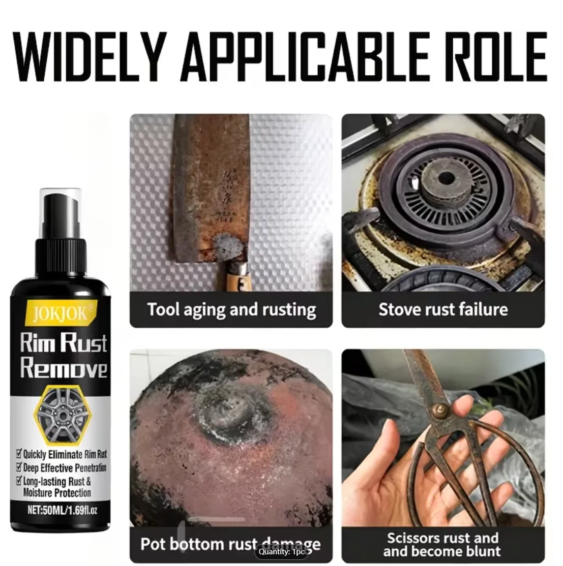 Rim Rust Remover Spray for Car Brake Discs, Quickly Eliminate Rust & Deep Penetrating Cleaner for Auto Wheel Rims, Metal Surface