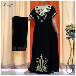 2024 Latest Arrival Kaftan Ice Silk Fabric Embroidery Process Long Loose Dress Muslim African Women Dress Islamic Clothing