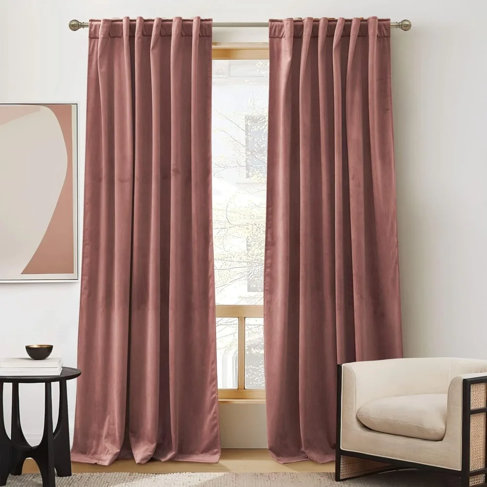 

Soft Velvet Curtain for Home, Wild Rose Room Darkening Window Curtains Reuding Vertical Shade for Sliding W52 x L90 inch, 2 Pcs