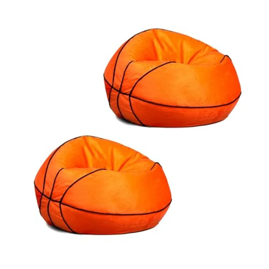 

Sports Ball Child-Sized Bean Bag Chair for 2 Pack Basketball Plush Ultra-Soft Lightweight Polyester Blend 2.5 Foot Refillable