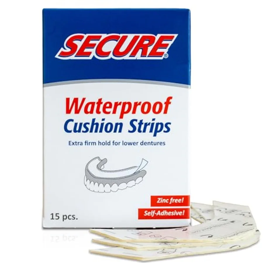 Strips for Lowers, Zinc Free Glue, 15 Strips Waterproof - Comfortable Cushion Fit for Lowers - Extra Firm All-Day Hold - No Mes