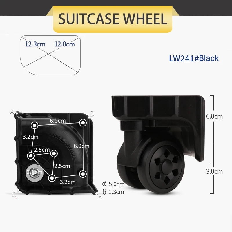 Valise à roulettes résistante à l'usure, roue de transport, valise d'embarquement universelle, accessoires de bagages, roue de remplacement