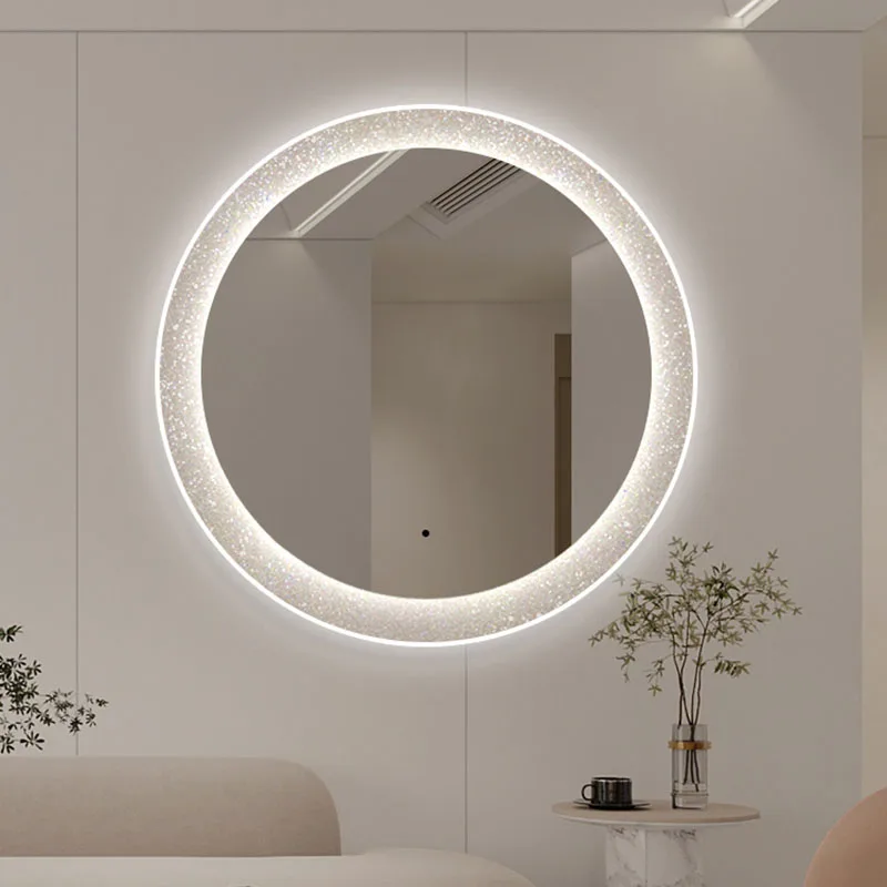 Led Bathroom Makeup Mirror Large Bedroom Vanity Aesthetic Woman Mirror Tiles Hairdressing Round Espejos Decorativos Home Decor