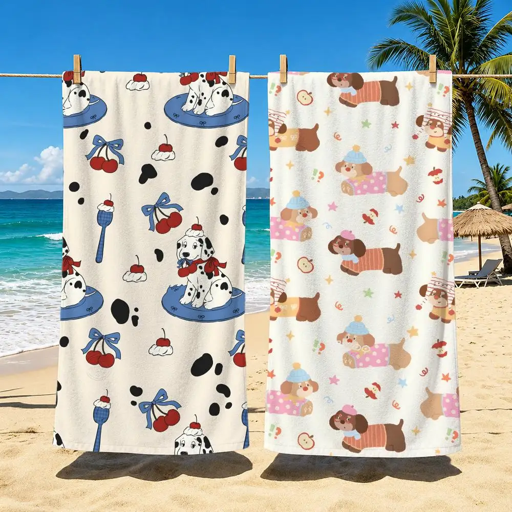 Dog Beagle Towel Polyester Beach Towel Quick Dry Sand Free Bath Towel for Summer Pool Travel Vacation