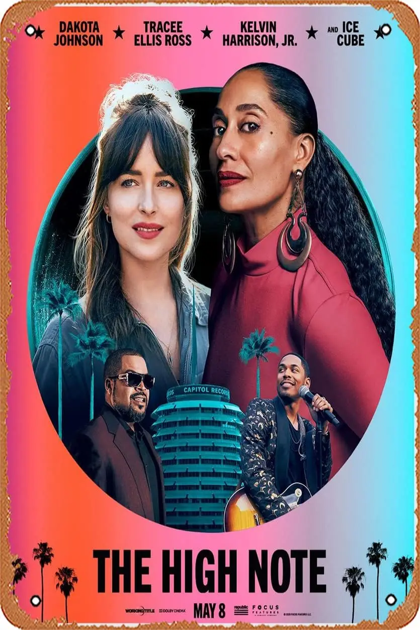 Zuhhgii The High Note (Dakota Johnson,Tracee Ellis Ross) Movie Poster Tin Sign Film Movie Cinema Theater 8x12 inches - Vintage M