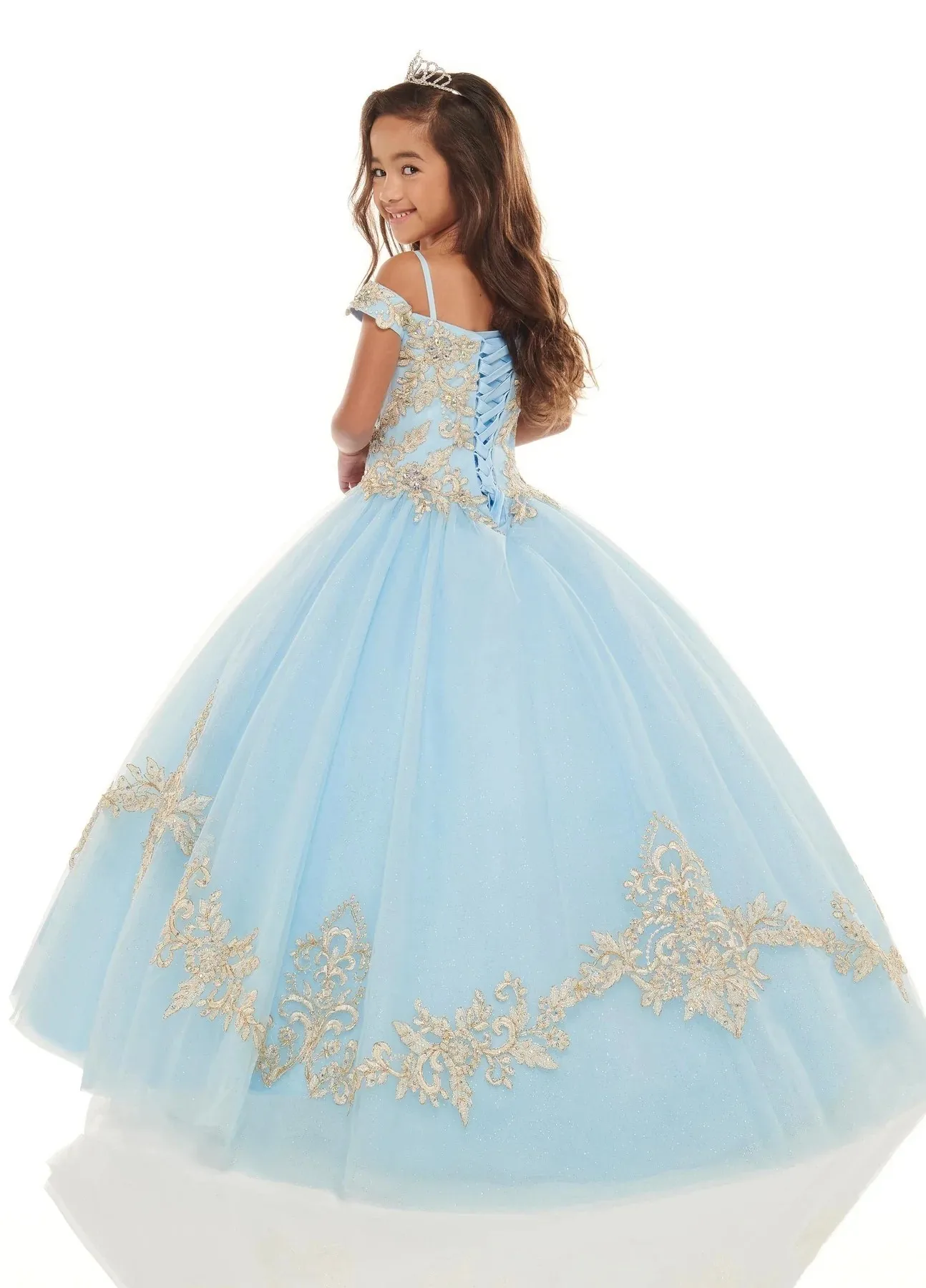 Sky Blue Mini Quinceanera Dresses Off The Shoulder Appliques Flower Girl Dresses For Weddings Pageant Dresses Baby Customized