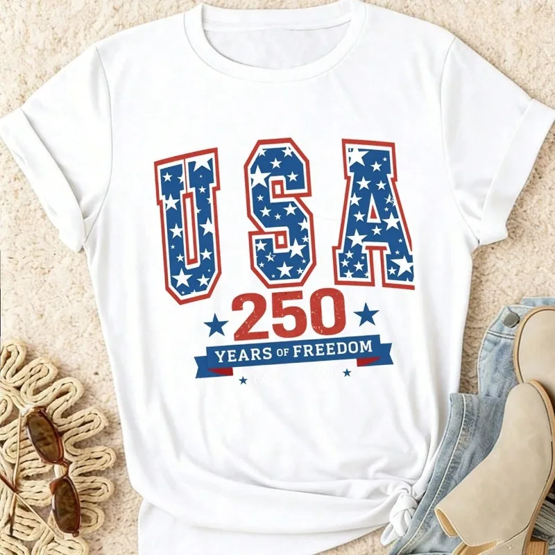 250th Anniversary of The United States 1776-2026 American Flag Print Independence Day Celebration Patriotic July Day Top