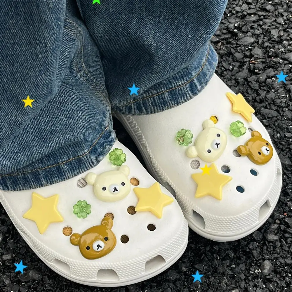 Cute Cartoon Bear Star Series Shoe Charms Accessories Perfect for Slide Sandals Garden Shoe Decoration Buckles Pins Summer Gifts image 5