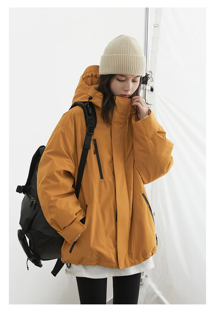 CHIC VEN Women Down Jacket Loose Outdoor Stand Up Collar Hooded 90 White Duck Down Lady Sport Coat Winter 2024 Female Clothing