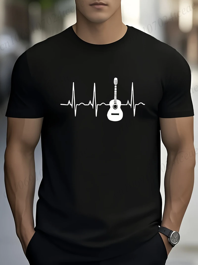 Guitar Heartbeat Men's Summer Casual T Shirt