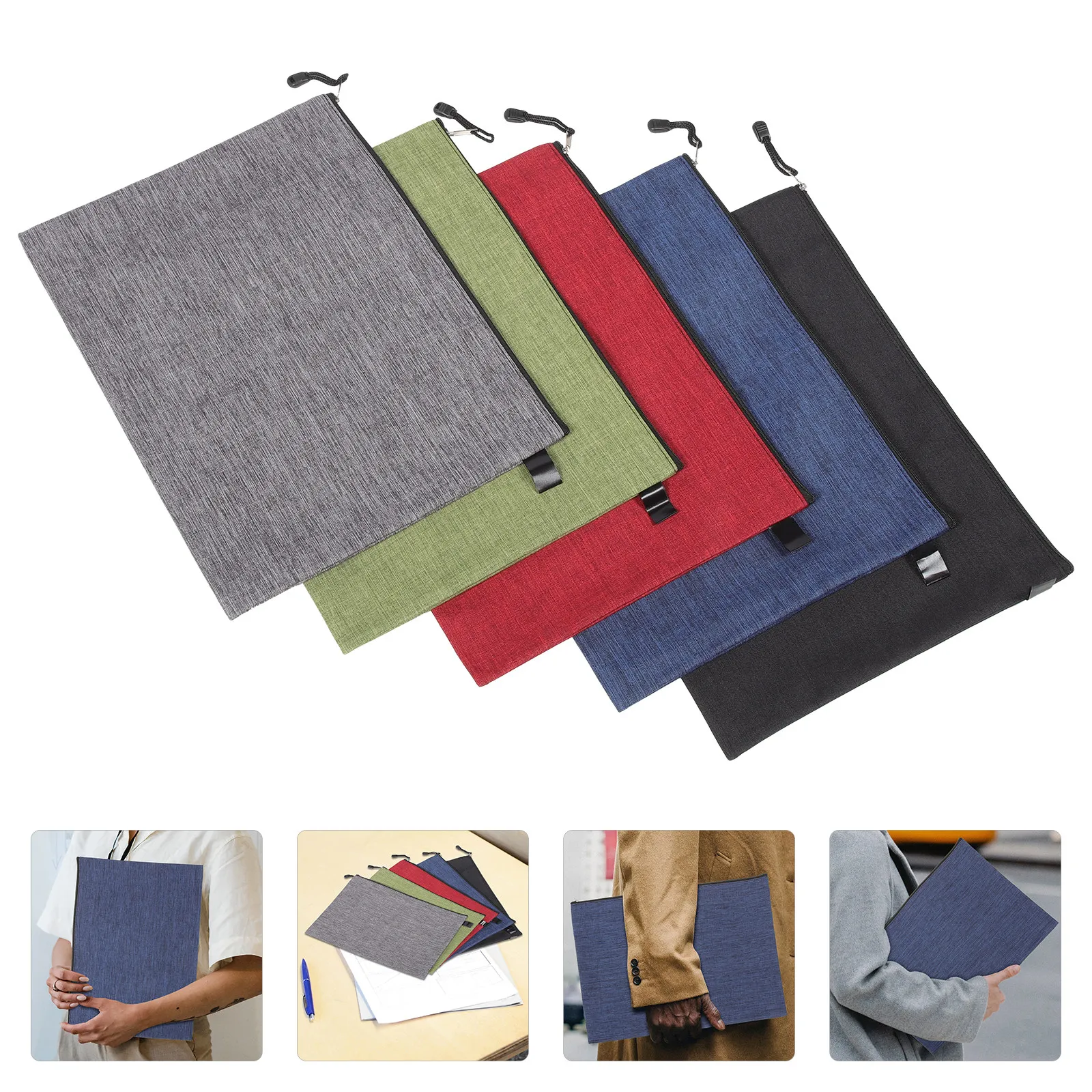 8pcs-zipper-file-bags-waterproof-oxford-cloth-b4-file-organizer-portable-document-holder-for-school-office-use-mixed-color