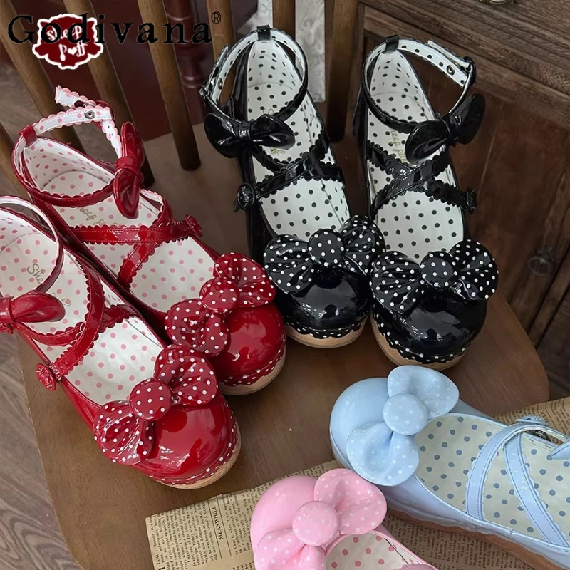 

Original Girl's Sweet Lolita High Heel Pumps Spring and Autumn Cute Bow Round Toe Retro Mary Jane Shoes Lo Platform Shoes 2025