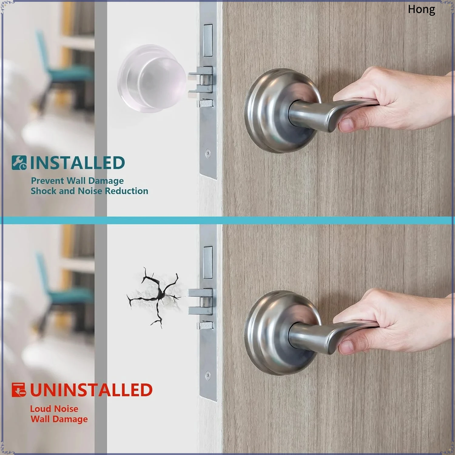 Door Stoppers for Wall, Door Knob Wall Protector,  Shock Absorbent Door Handle Stopper, Protects Every Wall Surface, Clear