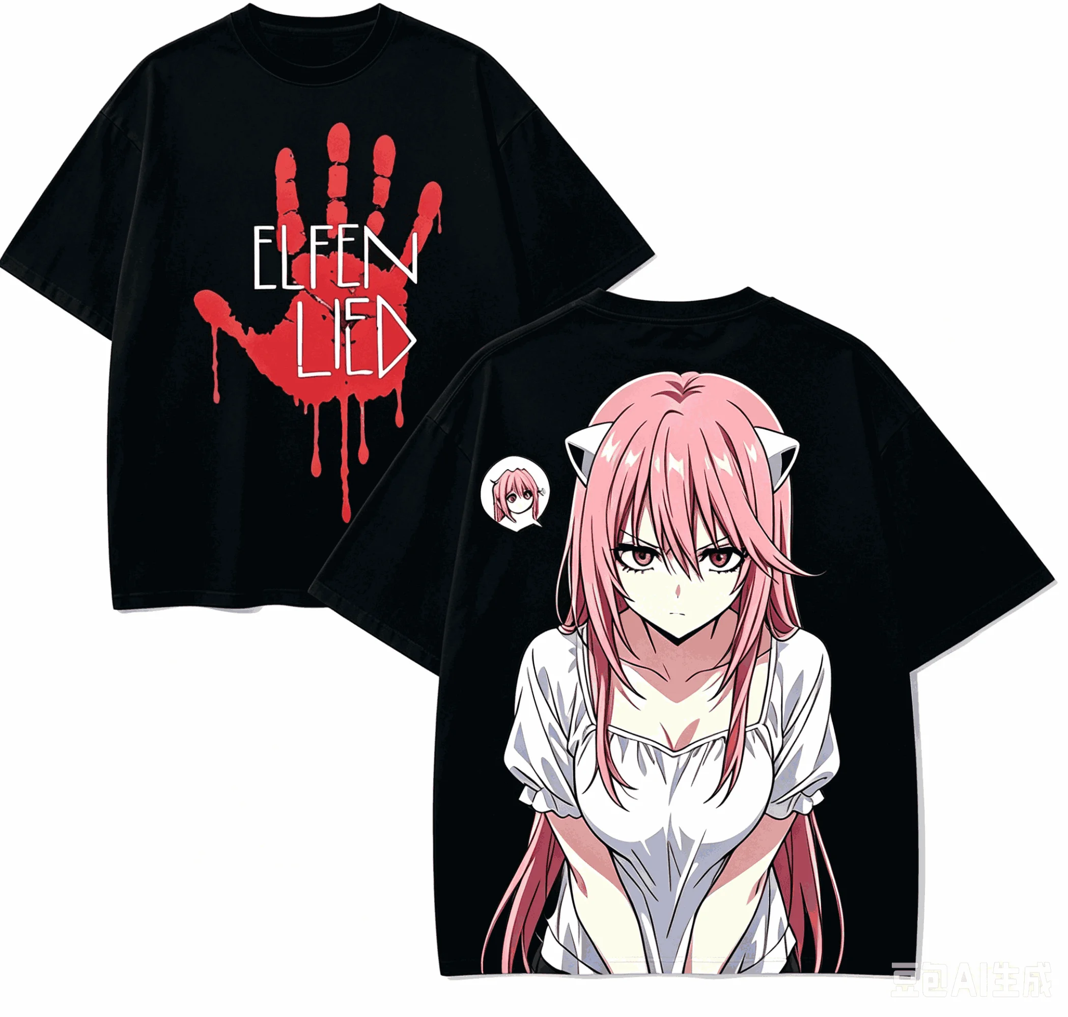 Elfen Lied Anime Lover T-shirt Harajuku Cotton New Model High Street Retro Fashion Oversized Unisex Couples high quality Couples