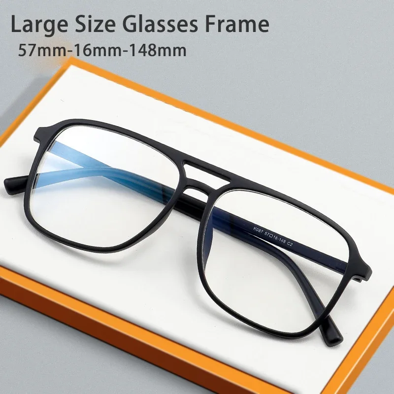 

Big Size Glasses Man Vintage Pilot Eyewear Ultra Light TR90 Transparent Frame Black Optical Prescription Eyeglasses Myopia 087