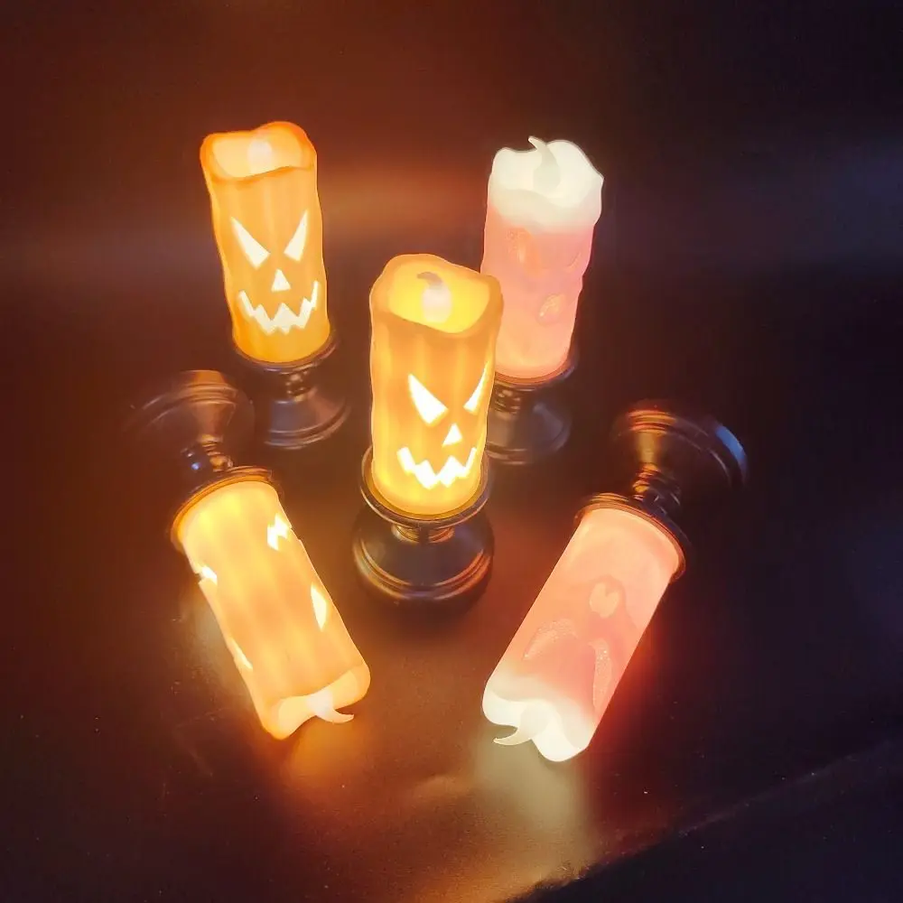 Cool Pumpkin Halloween Candle Light Ornaments Ghost LED Candlestick Cartoon Pros Indoor