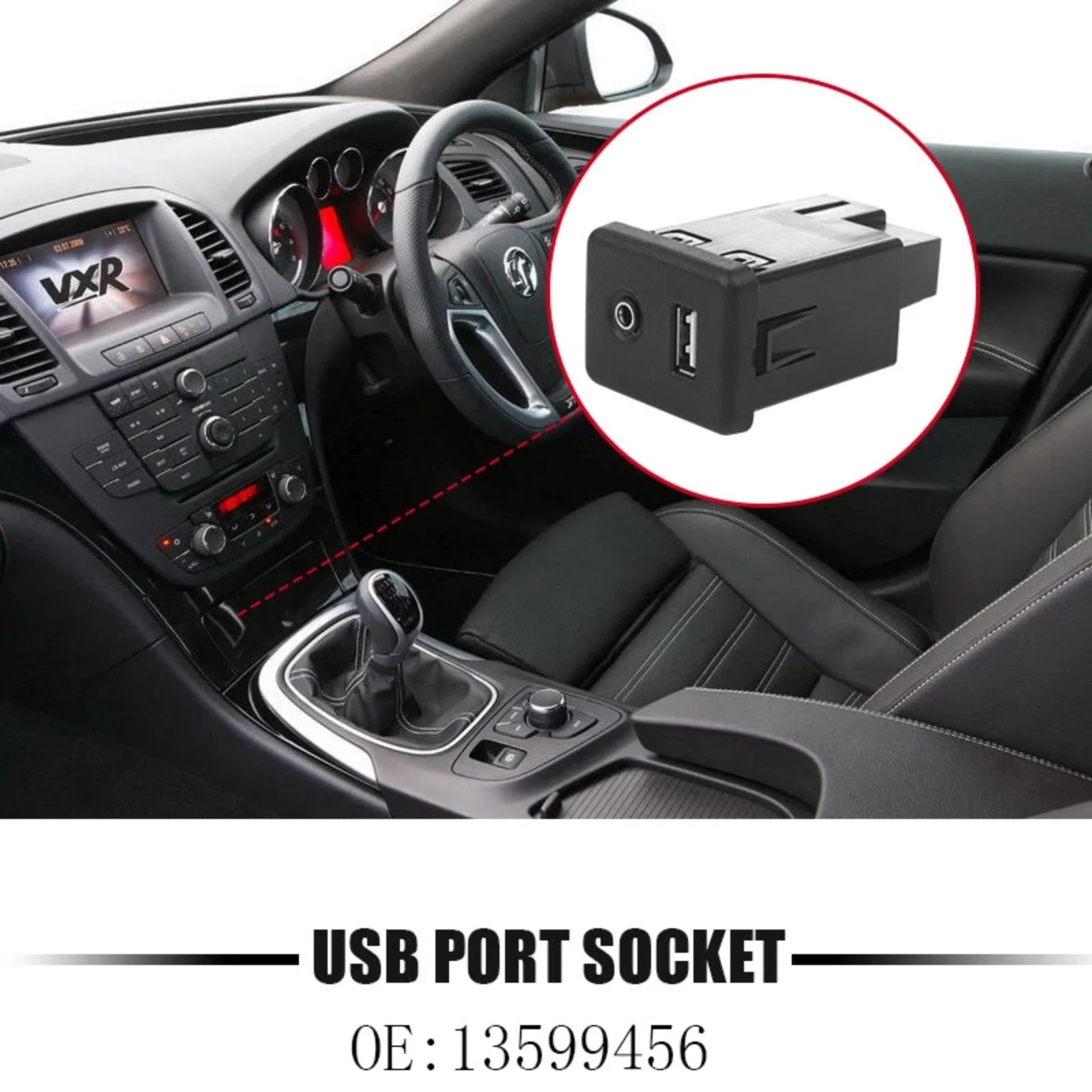 

1PC Car USB & AUX Socket Connector For Vauxhall Insignia A Astra K /GM 13599456 High-Quality Car Accessories