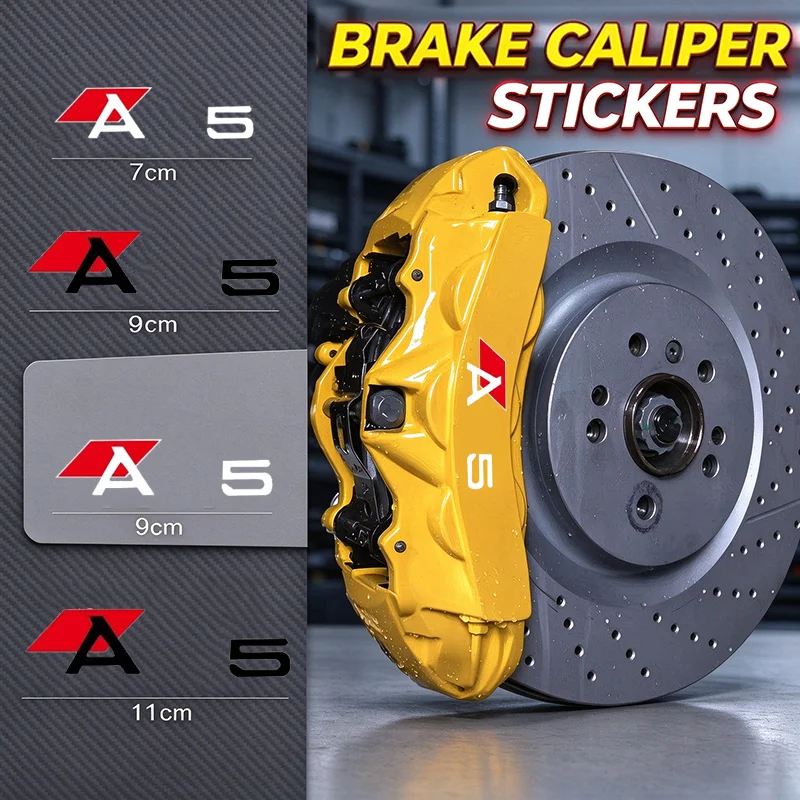 6PCS Car Brake Caliper Sticker Auto Wheel Decal Badge for Audi A5 Logo Quattro A6 A4 A3 S2 S3 S4 S6 S8 Q5 Q7 Q8 Q3 Accessories