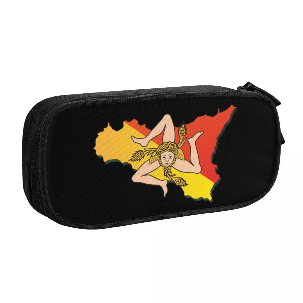 Custom Cute Sicily Sicilia Flag Map Pencil Cases for Boy Girl Large Storage Italian Sicilian Pride Pencil Bag School Supplies