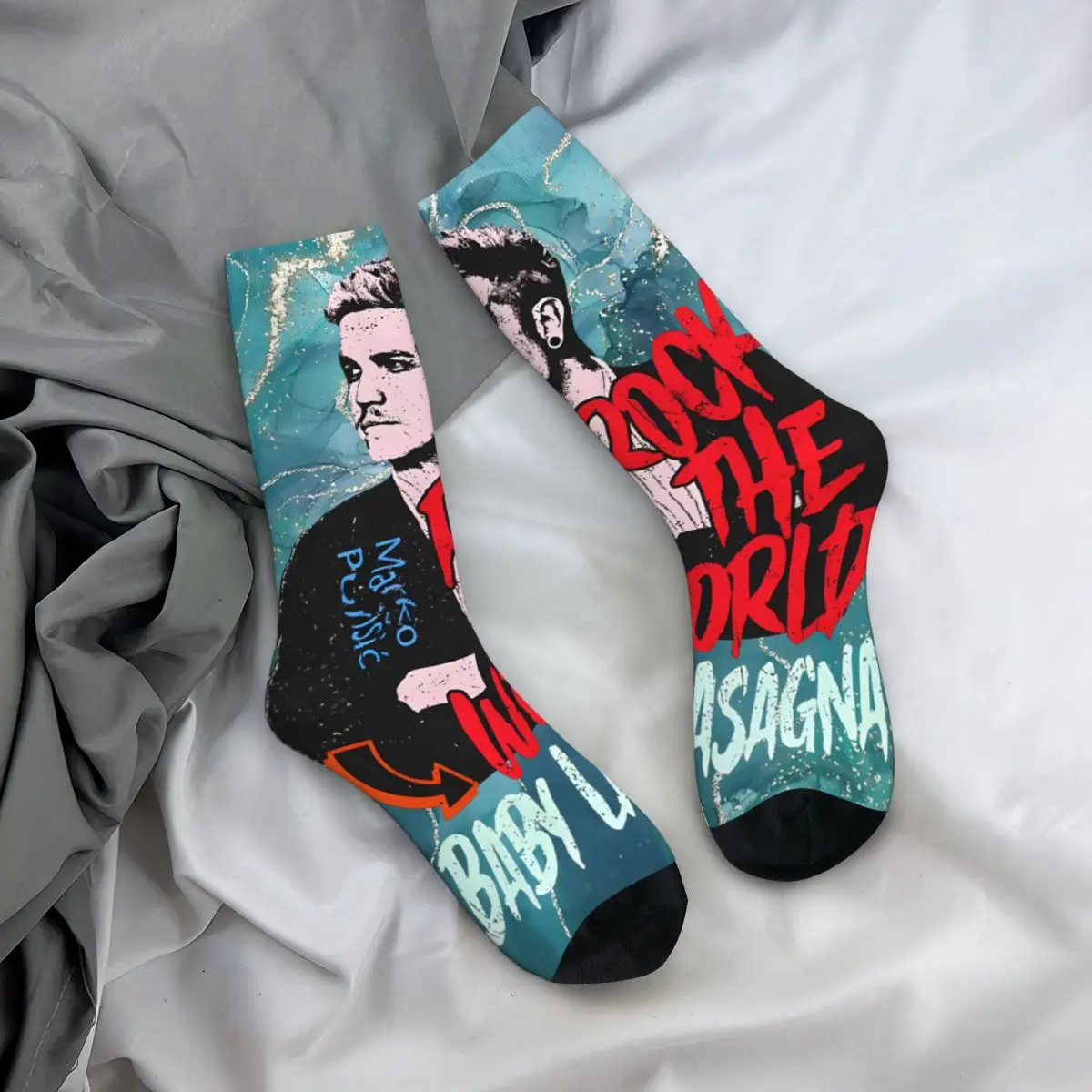 Rock The World kaus kaki pria Retro Harajuku bayi Lasagna gaya jalanan kaus kaki kru pola baru