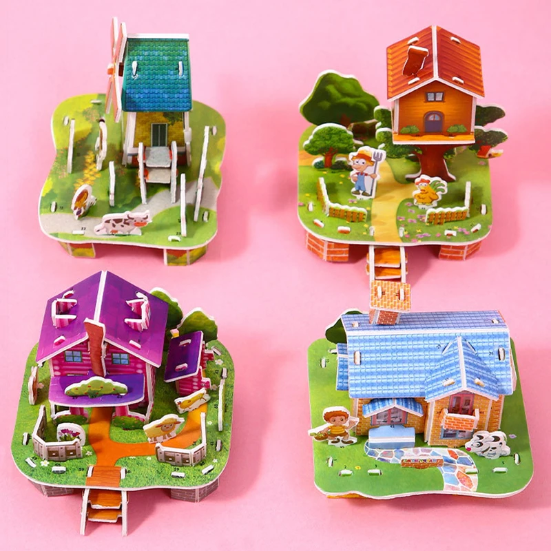【BS】1 Stück Geschenke für Kinder 3D Dreidimensionales Bau-Puzzle-Modell Spielzeug DIY Handgemachtes Papier-Puzzle Lernspielzeug