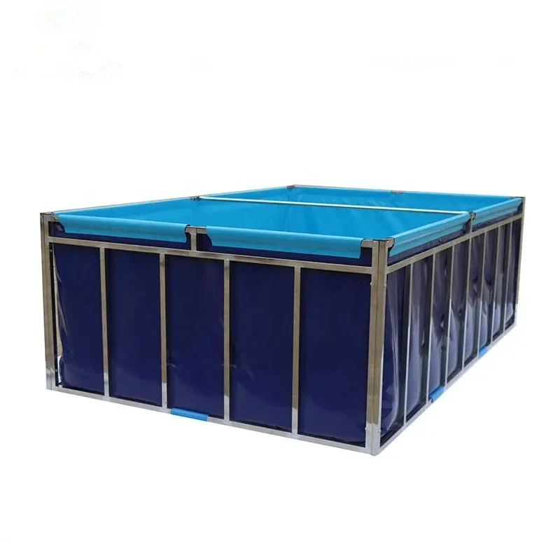 

Customized size Factory Hot Sale Indoor and Outdoor Fish Farming Tank with Stainless Steel Pipe Frame