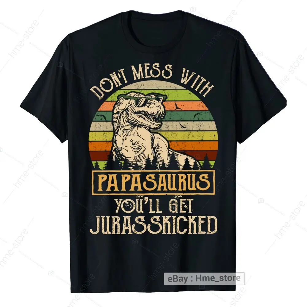 Papasaurus T-Shirt For Papa Dad Daddy T-Rex Dinosaur Funny Father's Day Tee Gift Anime Graphic T-shirts