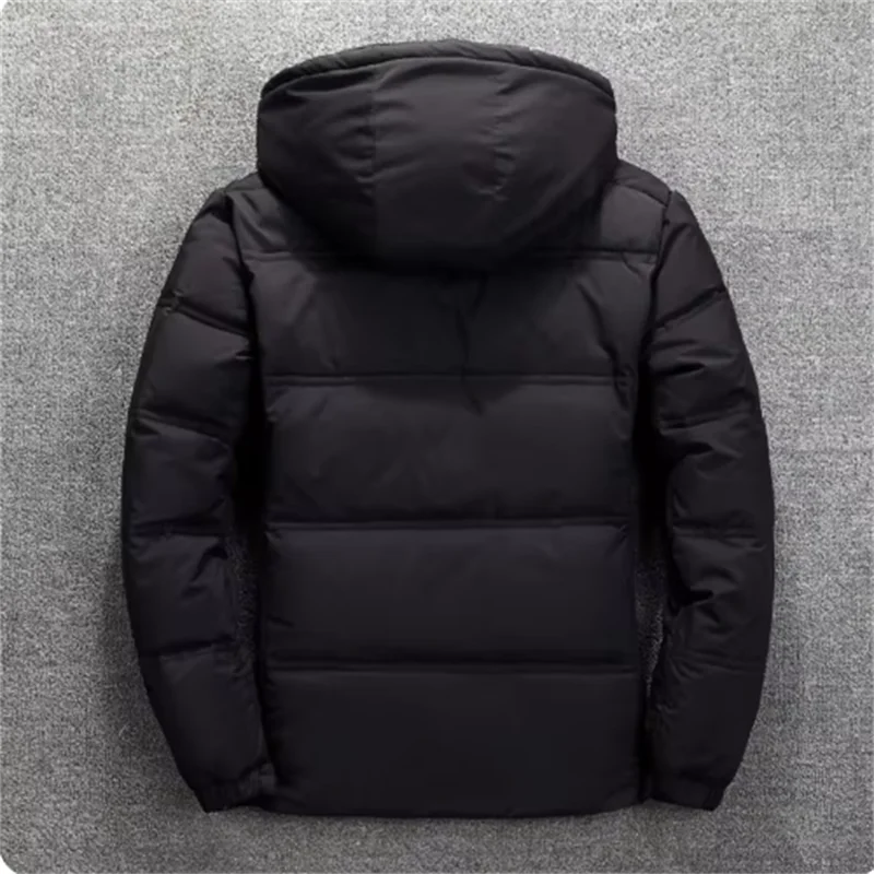 FGKKS 2024 Quality Brand Men Down Jacket Slim Thick Warm Solid Color Hooded Coats Fashion Casual Down Jackets Male