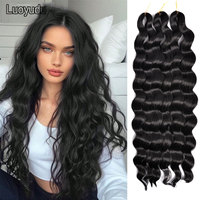 Synthetic Anna Hair Synthetic Loose Deep Wave Braiding Hair Extensions 24Inch Water Wave Braid Hair Red Twist Crochet Curly Hair