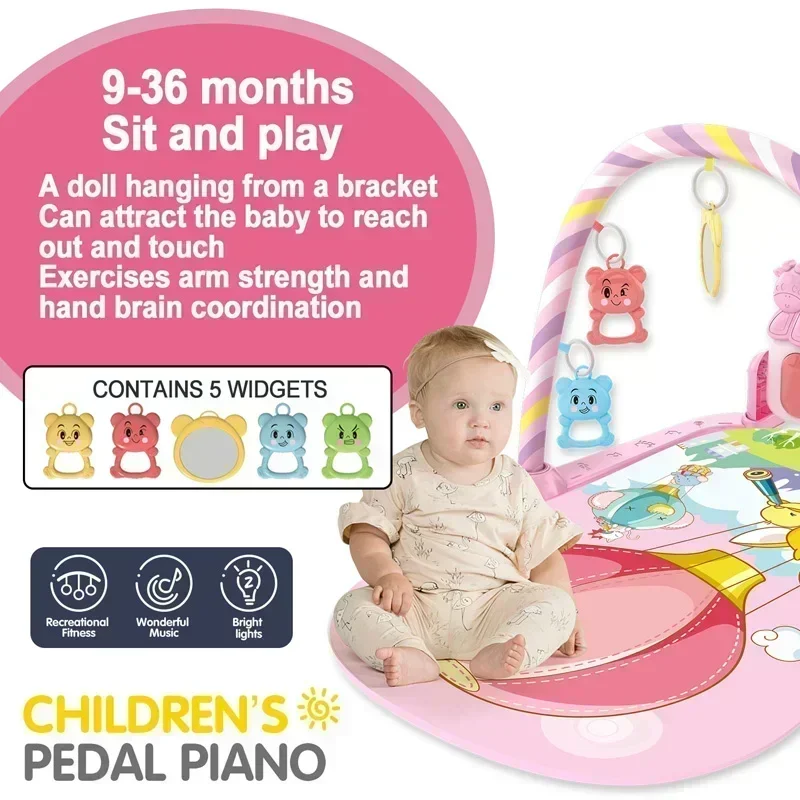 Bebê fitness suporte música jogar ginásio atividade brinquedos recém-nascido piano rastejando cobertor pedal jogo almofada educação precoce 0-36 meses presentes