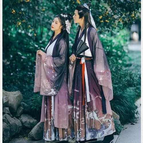 

anhaijing Deer Lin Hanfu для взрослых, мужчин и женщин, пара CP Han Sle, полиэстеровая юбка, традиционная китайская одежда