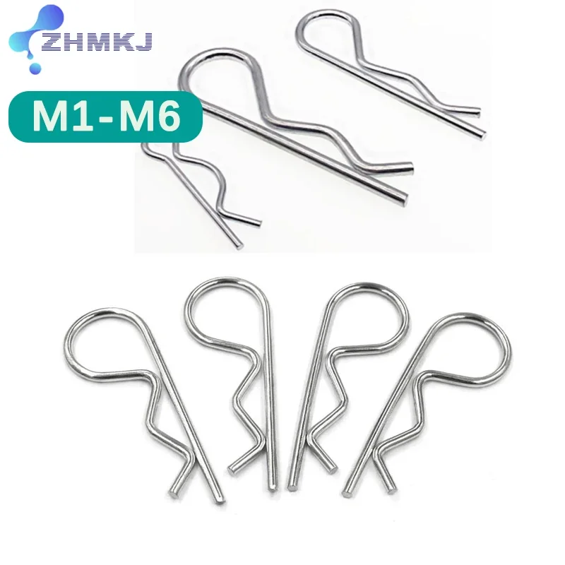 M1-M6 Steel R Type Spring Cotter Pin Wave Shape Split Clip Clamp  Fastener Hardware for Cars