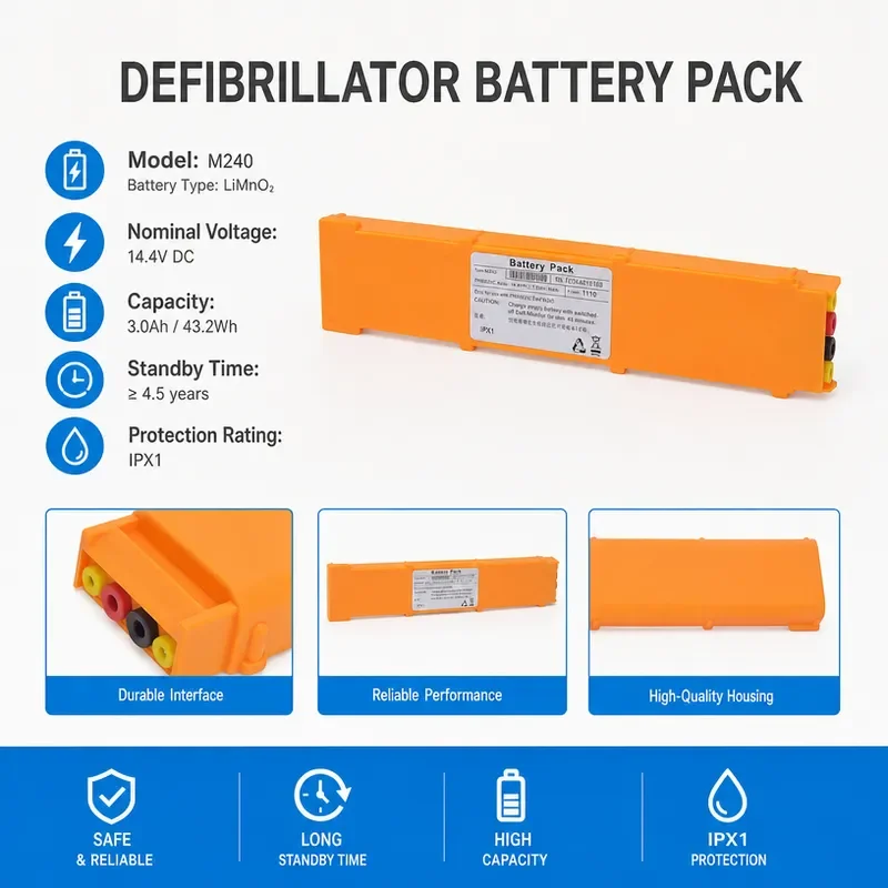 Replacement Battery for PRIMEDIC M240 DM1 DM3 DM10 DM30 EC01 Defibrillator High Capacity Rechargeable Power Supply