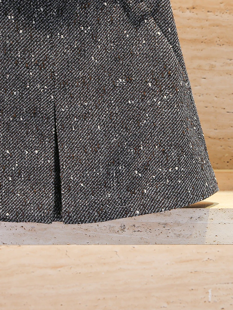 Gonna in tweed con paillettes ini a vita alta Pendolarismo Sle Design semplice Fibra di poliestere piegata Vestibilità ampia Regular Thin