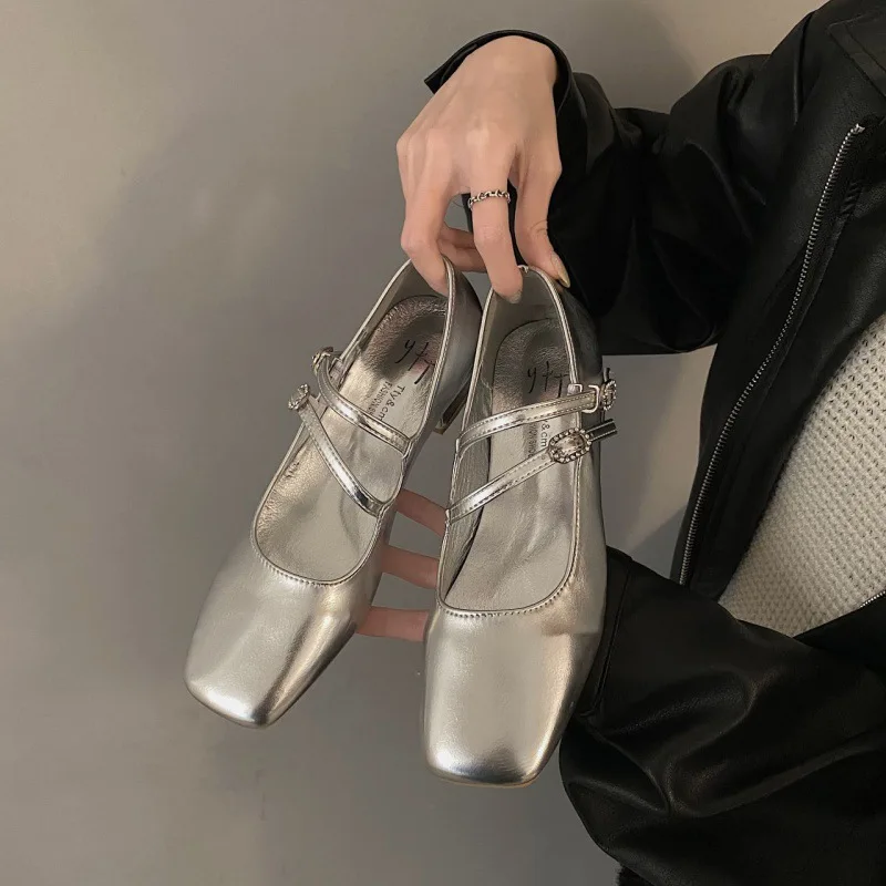 Double Buckle Ballet Shoes 2024 Spring New Women Flat Shoes Fashion Red Elegant Mary Jane Shoes Ladies Dress Outdoor Ballerinas