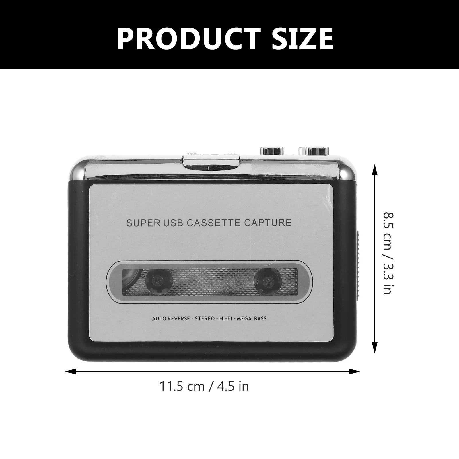 Przenośny odtwarzacz kaset USB konwertuje analogowe taśmy na pliki MP3 szybko i łatwo, idealny do użytku w domu lub w podróży, z wbudowanym oprogramowaniem.