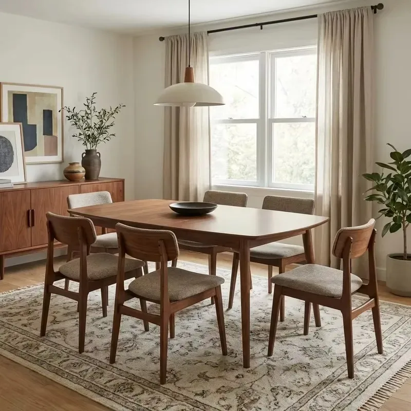 Medieval modern style solid wood environmentally friendly and durable dining table, suitable for villa living room