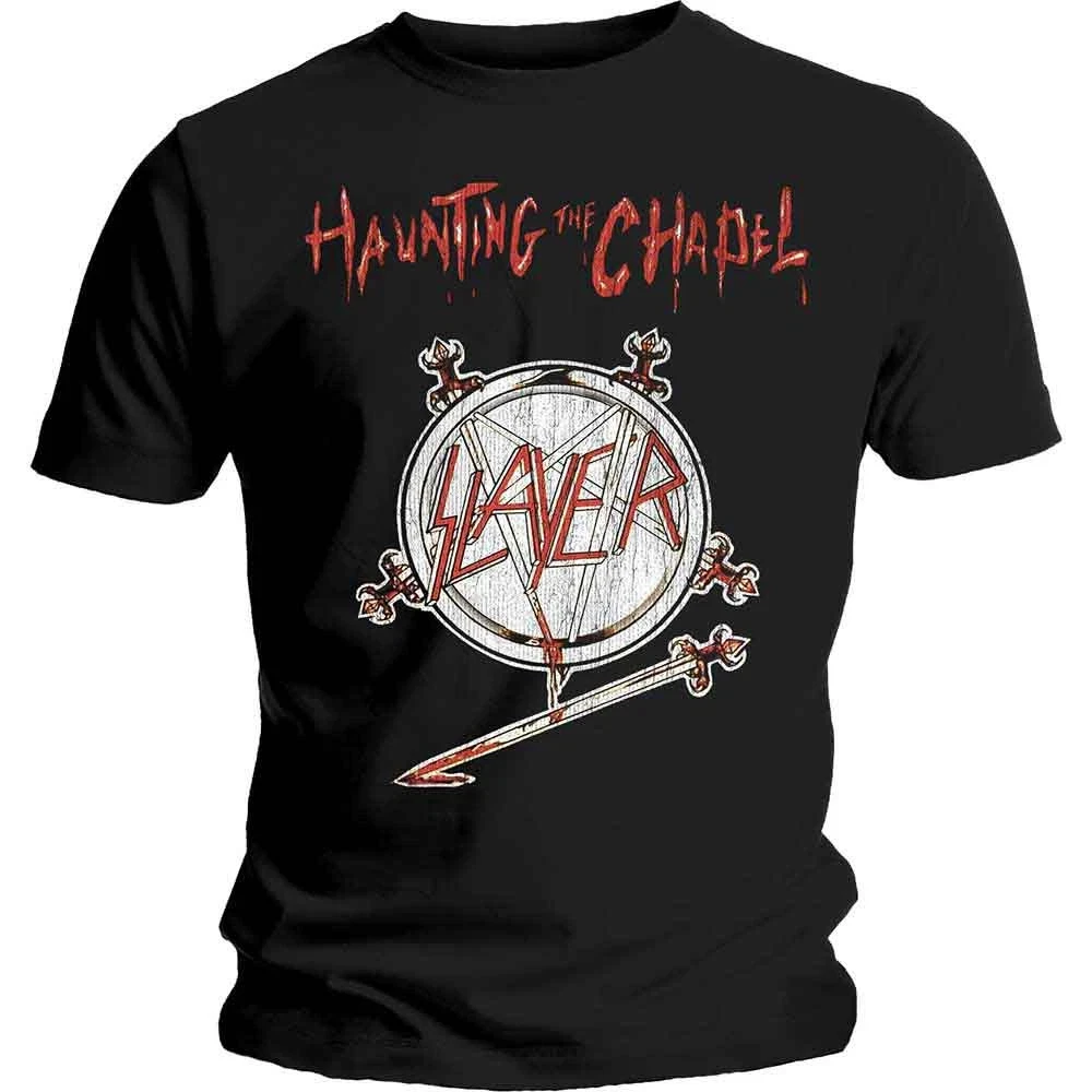 

Slayer Haunting The Chapel 2 Official Tee T-Shirt Mens American Fashion Street Hip-hop Short-sleeved Women Cotton Top