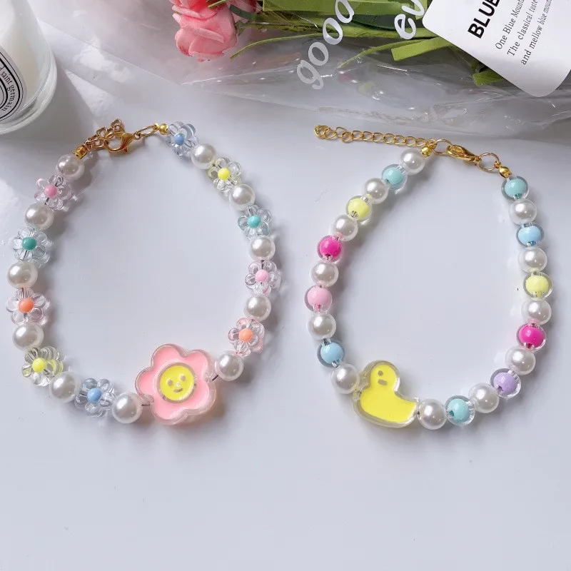 Cute Pet Pearl Necklace Colorful Neck Decoration for Cat Puppy Dog High-grade Gift Cat Collar Pet Accessorie