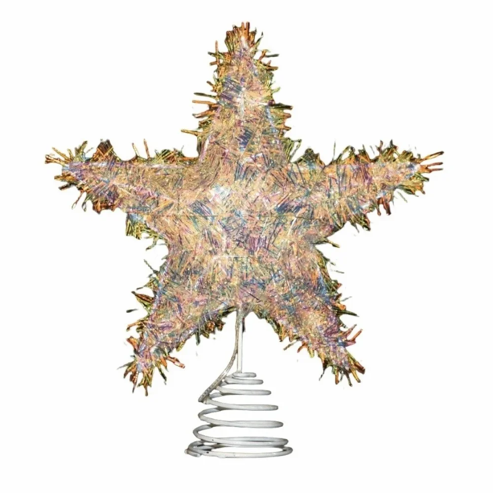 Creative 3D Glitter Star Christmas Trees Topper Hollow Iron Xmas Tree Ornament Party Decoration Light Up Glowing Tree Topper