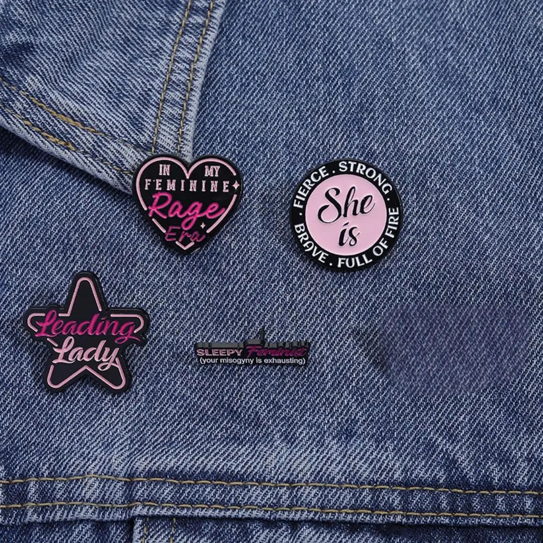 Creative Feminism Enamel Pin Brave Brooch She Is Fierce Badge Clothing Jewelry Decoration Custom Gift For Woman Friends