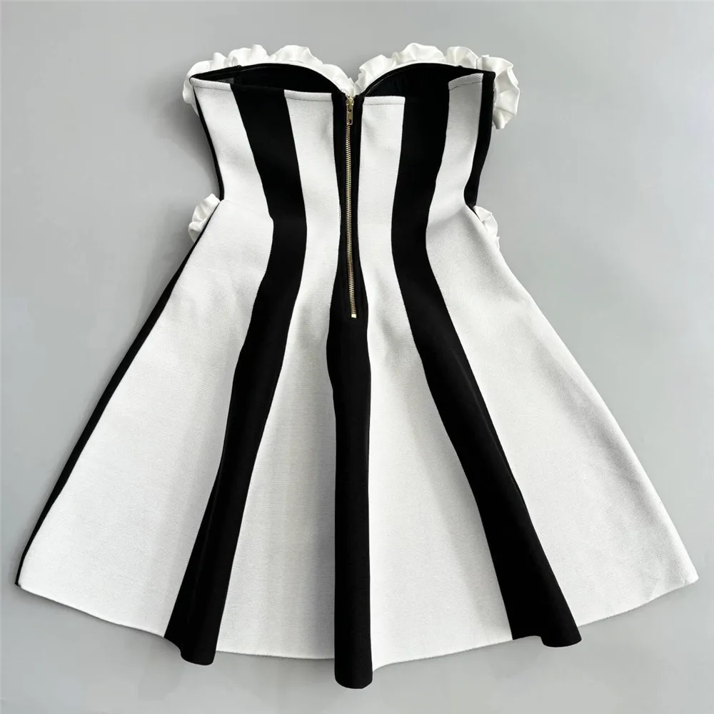 2025 New Arrival Strapless Bandage Dress Women Patchwork Clothes Evening Party Elegant Mini Dresses