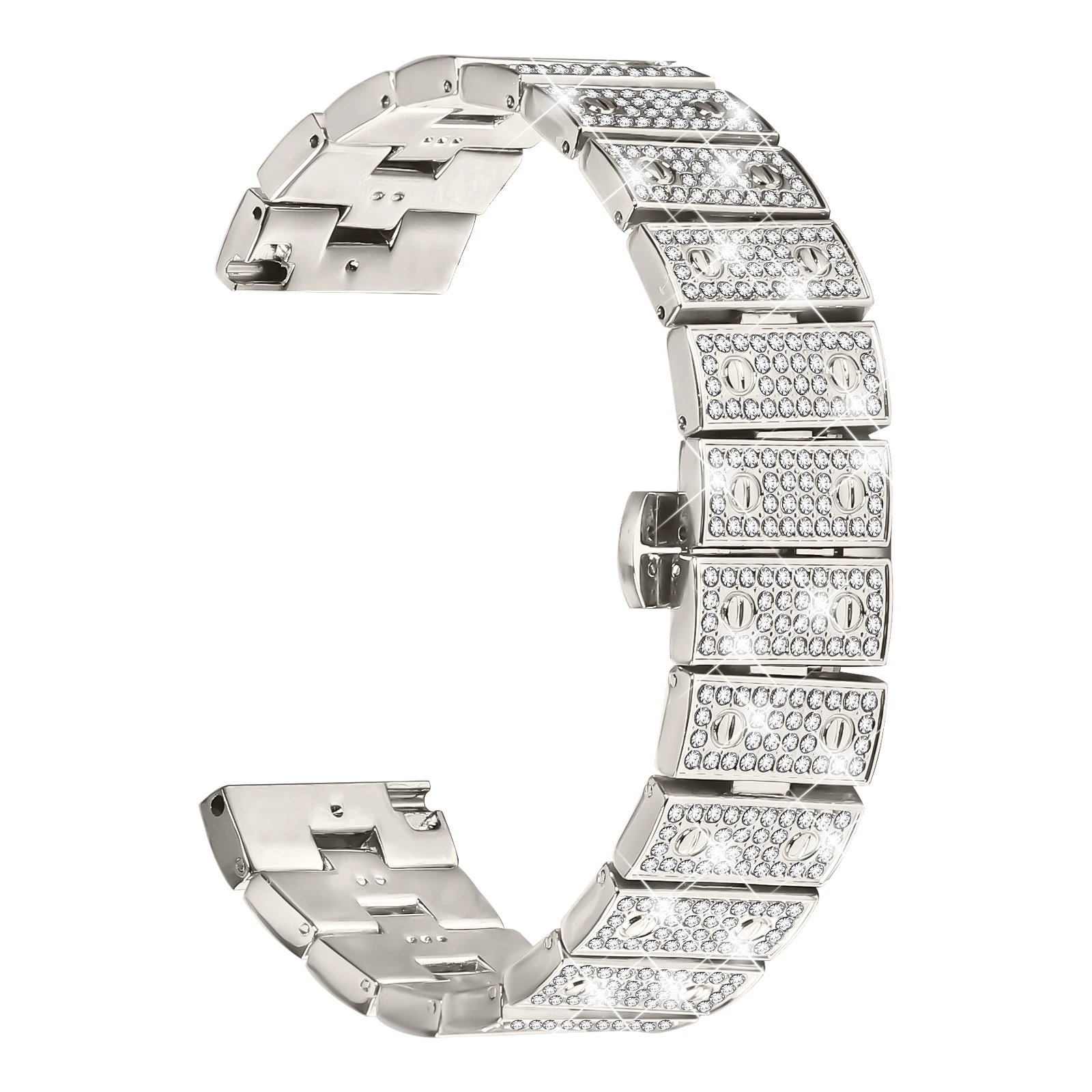 

For Garmin Forerunner 265 Watch Band Alloy Metal Rhinestones Decor Strap with Butterfly Clasp - Starlight